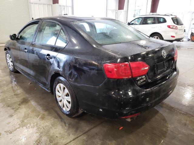 3VW2K7AJ1BM086709 - 2011 VOLKSWAGEN JETTA BASE أسود صورة 3