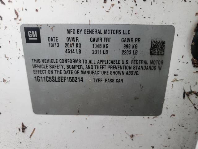 1G11C5SL6EF155214 - 2014 CHEVROLET MALIBU 1LT 白色 照片 10