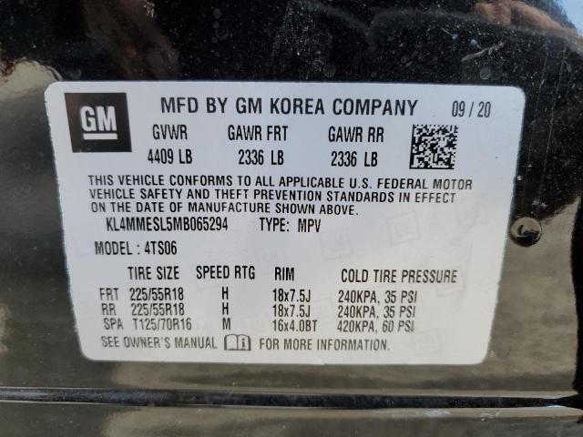 KL4MMESL5MB065294 - 2021 BUICK ENCORE GX BLACK photo 10