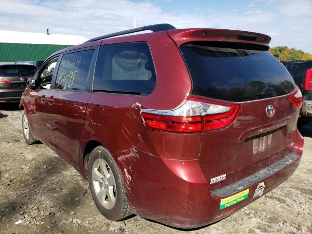 5TDKK3DC7FS690179 - 2015 TOYOTA SIENNA LE MAROON photo 3