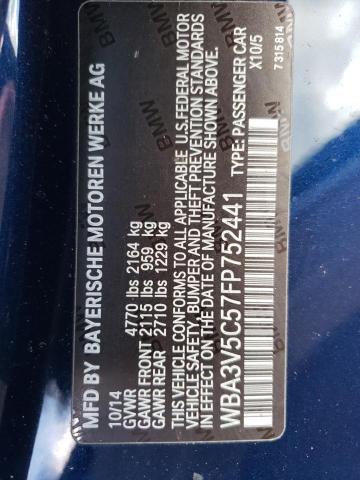 WBA3V5C57FP752441 - 2015 BMW 428 I BLUE photo 10