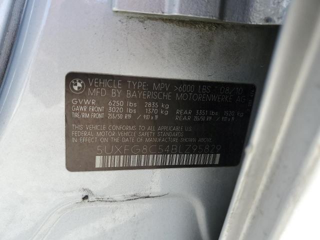 5UXFG8C54BLZ95829 - 2011 BMW X6 XDRIVE5 SILVER photo 10