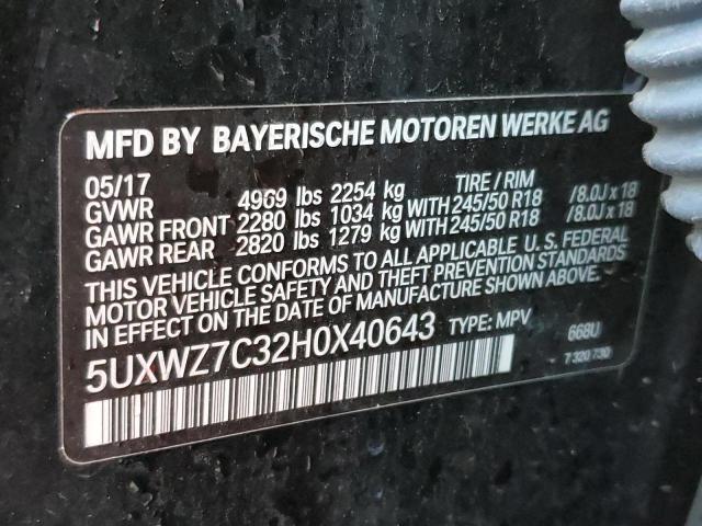 5UXWZ7C32H0X40643 - 2017 BMW X3 SDRIVE2 BLACK photo 10
