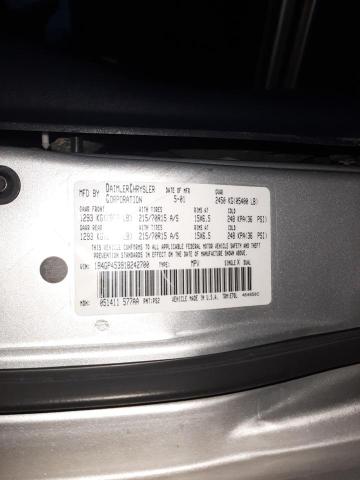 1B4GP45391B242700 - 2001 DODGE CARAVAN SP SILVER photo 10