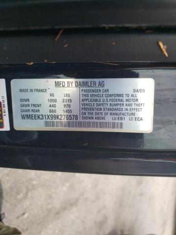 WMEEK31X99K276578 - 2009 SMART FORTWO PAS 黑色 照片 10