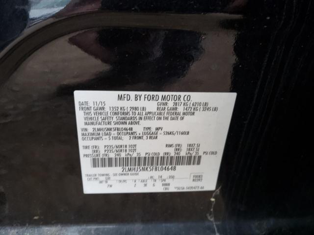 2LMHJ5NK5FBL04648 - 2015 LINCOLN MKT BLACK photo 10