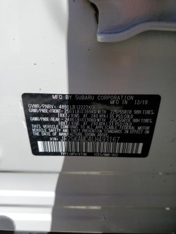 JF2SKAMC4LH493167 - 2020 SUBARU FORESTER S Ağ foto 10