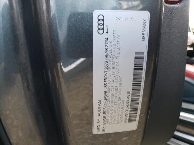 WAUW4GF5XLN004510 - 2020 AUDI S5 PREMIUM GRAY photo 10