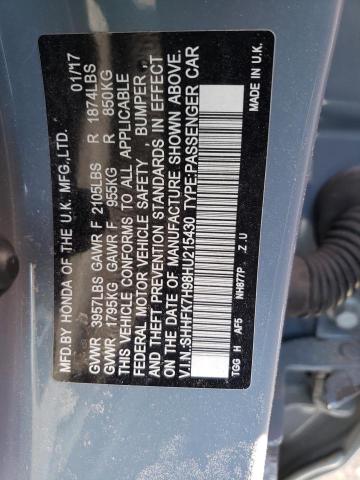 SHHFK7H98HU215430 - 2017 HONDA CIVIC SPOR GRAY photo 10