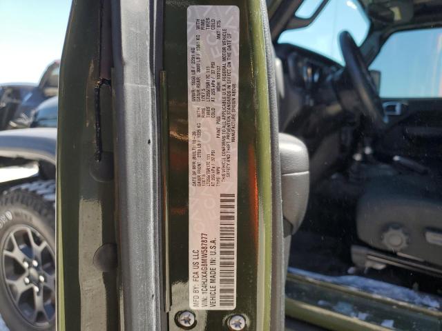 1C4HJXAG8MW587877 - 2021 JEEP WRANGLER S GREEN photo 10