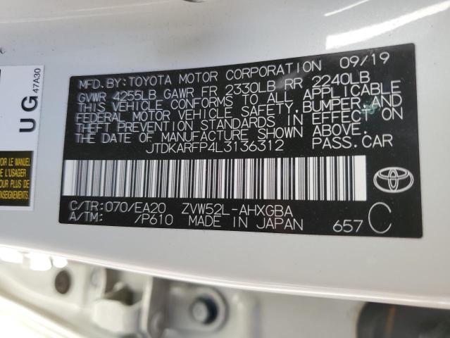 JTDKARFP4L3136312 - 2020 TOYOTA PRIUS PRIM 白色 照片 10