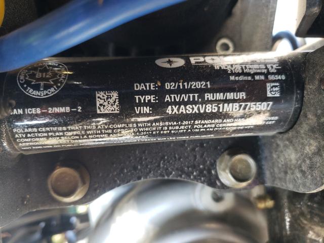 4XASXV851MB775507 - 2021 POLARIS SPORTSMAN BLUE photo 10