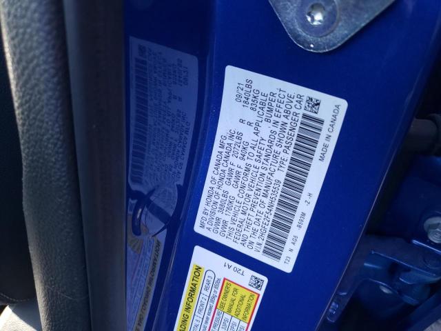 2HGFE2F54NH535539 - 2022 HONDA CIVIC SPOR BLUE photo 10