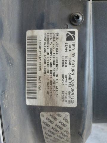 1G8AM12F94Z182325 - 2004 SATURN ION LEVEL ვერცხლისფერი ფოტო 10