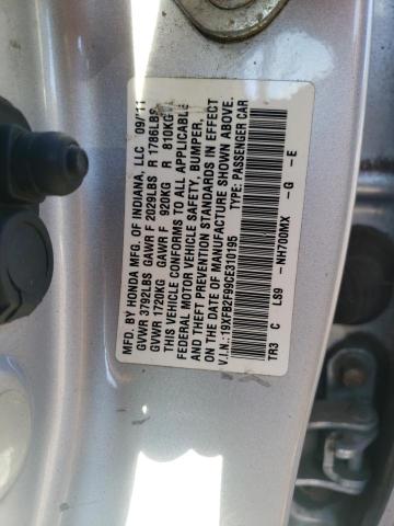 19XFB2F99CE310195 - 2012 HONDA CIVIC EXL Gümüş foto 10