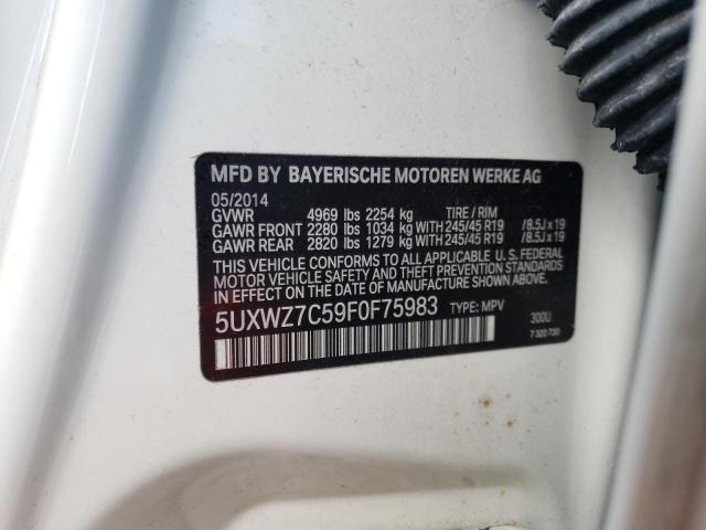 5UXWZ7C59F0F75983 - 2015 BMW X3 SDRIVE2 WHITE photo 10