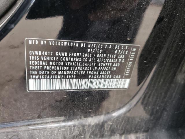 3VW1K7AJ1DM211979 - 2013 VOLKSWAGEN JETTA BASE 黑色 照片 10