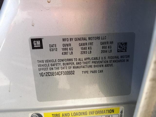 1G1ZC5E04CF300932 - 2012 CHEVROLET MALIBU 1LT 银色 照片 10