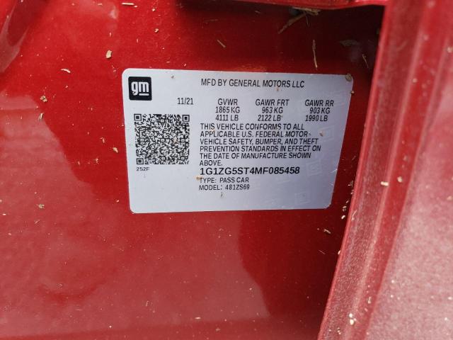1G1ZG5ST4MF085458 - 2021 CHEVROLET MALIBU RS RED photo 10