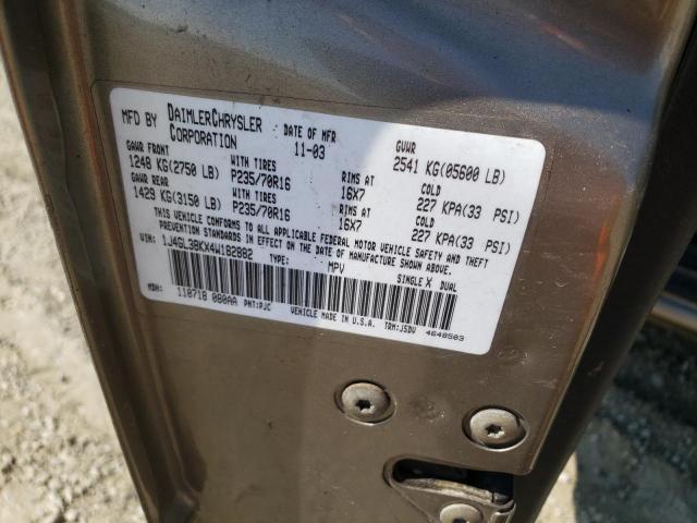 1J4GL38KX4W182882 - 2004 JEEP LIBERTY RE 金色 照片 10