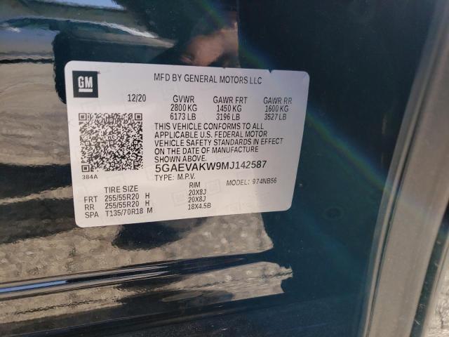 5GAEVAKW9MJ142587 - 2021 BUICK ENCLAVE ES BLACK photo 10