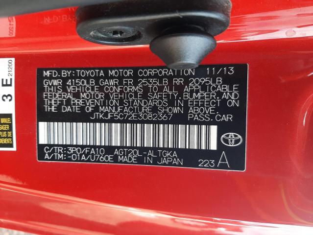 JTKJF5C72E3082367 - 2014 TOYOTA SCION TC 红色 照片 10
