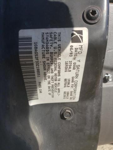 1G8AG52F33Z198551 - 2003 SATURN ION LEVEL BLACK photo 10