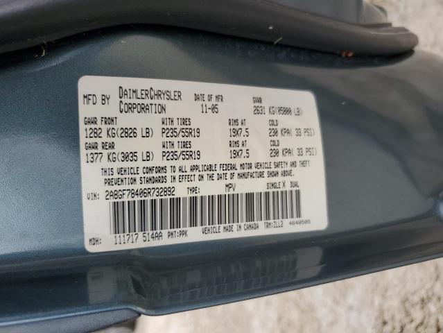 2A8GF78406R732892 - 2006 CHRYSLER PACIFICA L TEAL photo 10
