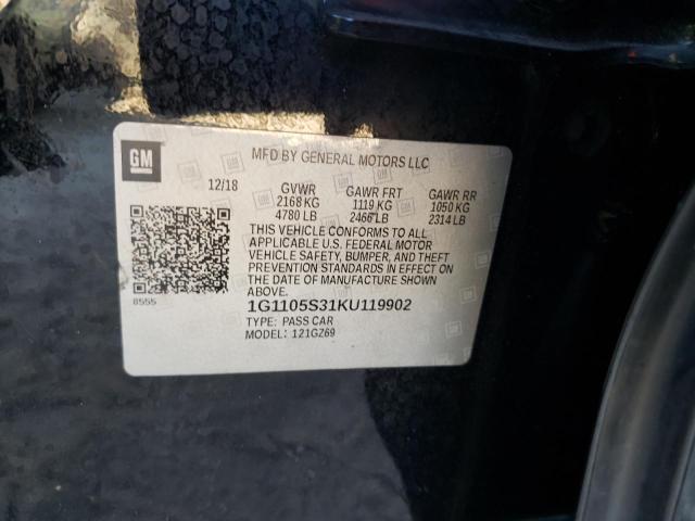 1G1105S31KU119902 - 2019 CHEVROLET IMPALA PRE შავი ფოტო 10