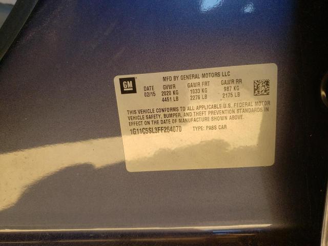 1G11C5SL3FF264070 - 2015 CHEVROLET MALIBU 1LT 蓝色 照片 10