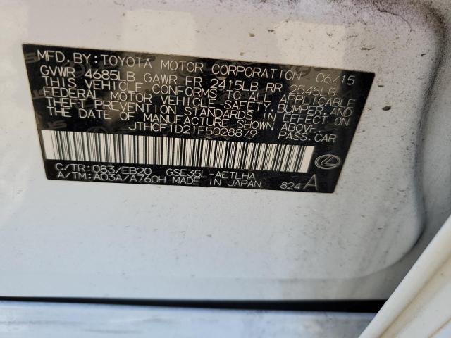 JTHCF1D21F5028879 - 2015 LEXUS IS 250 WHITE photo 10