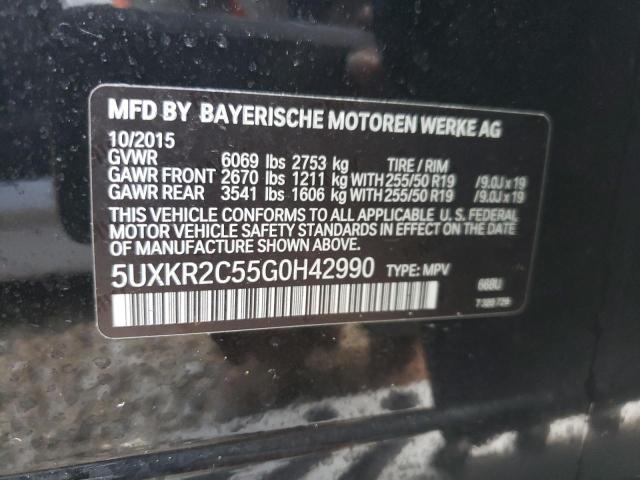 5UXKR2C55G0H42990 - 2016 BMW X5 SDRIVE3 BLACK photo 10