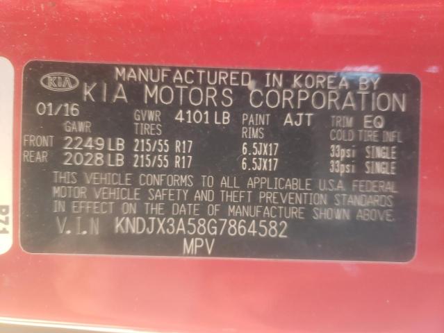 KNDJX3A58G7864582 - 2016 KIA SOUL ! RED photo 10