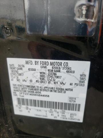 1FTVX14556NB44958 - 2006 FORD F150 BLACK photo 10