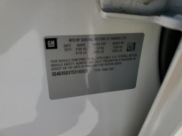 2G4GV5GV7C9155620 - 2012 BUICK REGAL GS თეთრი ფოტო 10