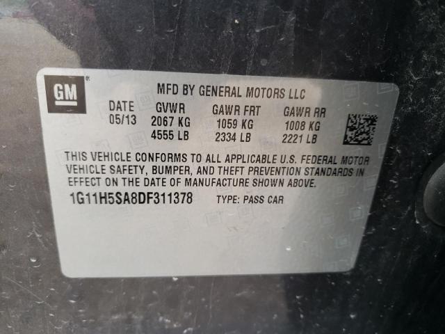 1G11H5SA8DF311378 - 2013 CHEVROLET MALIBU LTZ ნაცრისფერი ფოტო 10