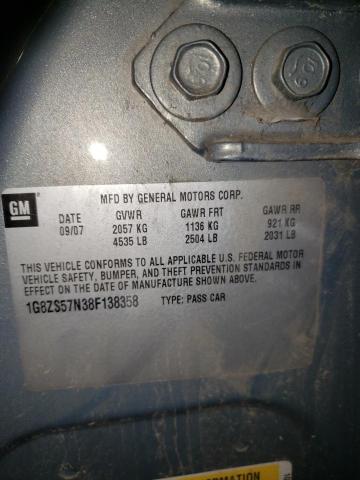 1G8ZS57N38F138358 - 2008 SATURN AURA XE BLUE photo 10