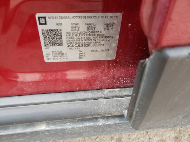 3GNCJLSB2KL365223 - 2019 CHEVROLET TRAX 1LT RED photo 10