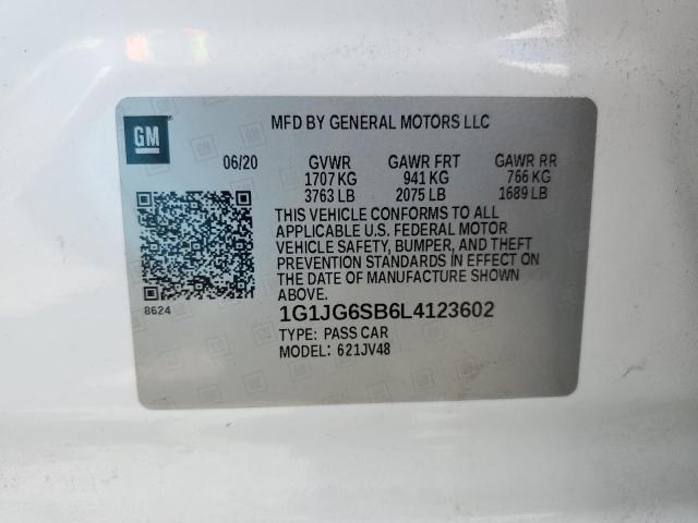 1G1JG6SB6L4123602 - 2020 CHEVROLET SONIC WHITE photo 12