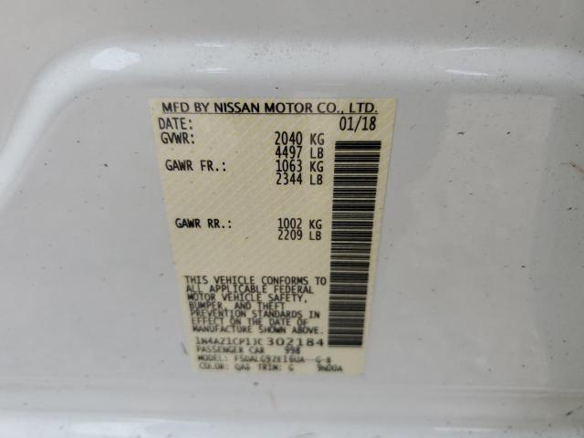 1N4AZ1CP1JC302184 - 2018 NISSAN LEAF S WHITE photo 10