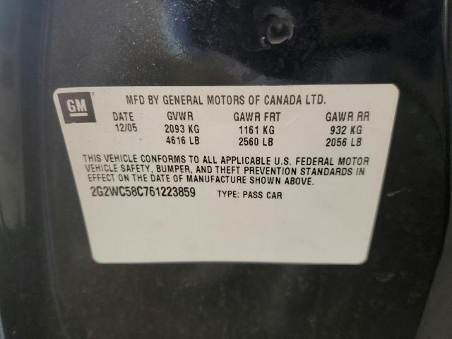 2G2WC58C761223859 - 2006 PONTIAC GRAND PRIX შავი ფოტო 10