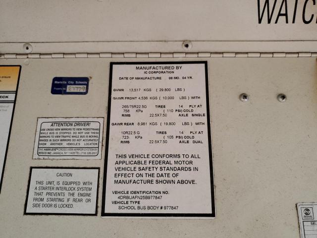 4DRBUAFN25B977847 - 2005 IC CORPORATION 3000 YELLOW photo 10