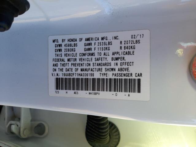 19UUB2F71HA006196 - 2017 ACURA TLX ADVANC WHITE photo 10