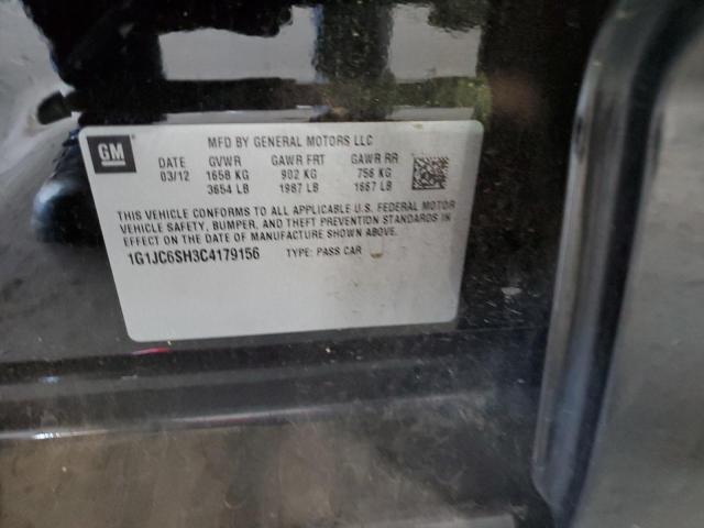 1G1JC6SH3C4179156 - 2012 CHEVROLET SONIC BLACK photo 10