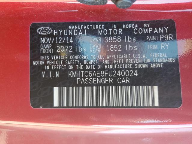 KMHTC6AE8FU240024 - 2015 HYUNDAI VELOSTER T RED photo 10