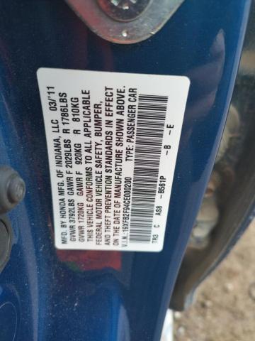 19XFB2F94CE000200 - 2012 HONDA CIVIC EXL 蓝色 照片 10