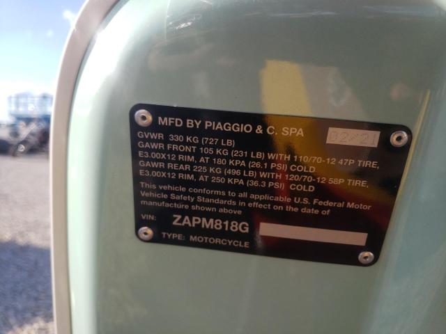 ZAPM818G2M5904022 - 2021 PIAGGIO SCOOTER YELLOW photo 10