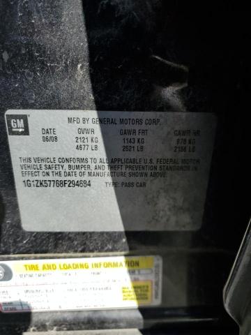 1G1ZK57768F294684 - 2008 CHEVROLET MALIBU LTZ შავი ფოტო 10