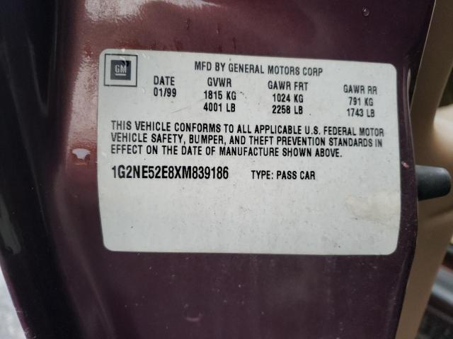 1G2NE52E8XM839186 - 1999 PONTIAC GRAND AM SE  photo 10