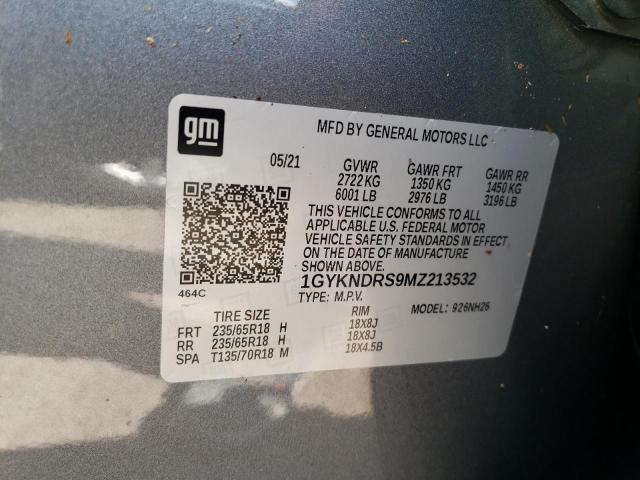 1GYKNDRS9MZ213532 - 2021 CADILLAC XT5 PREMIU GRAY photo 10